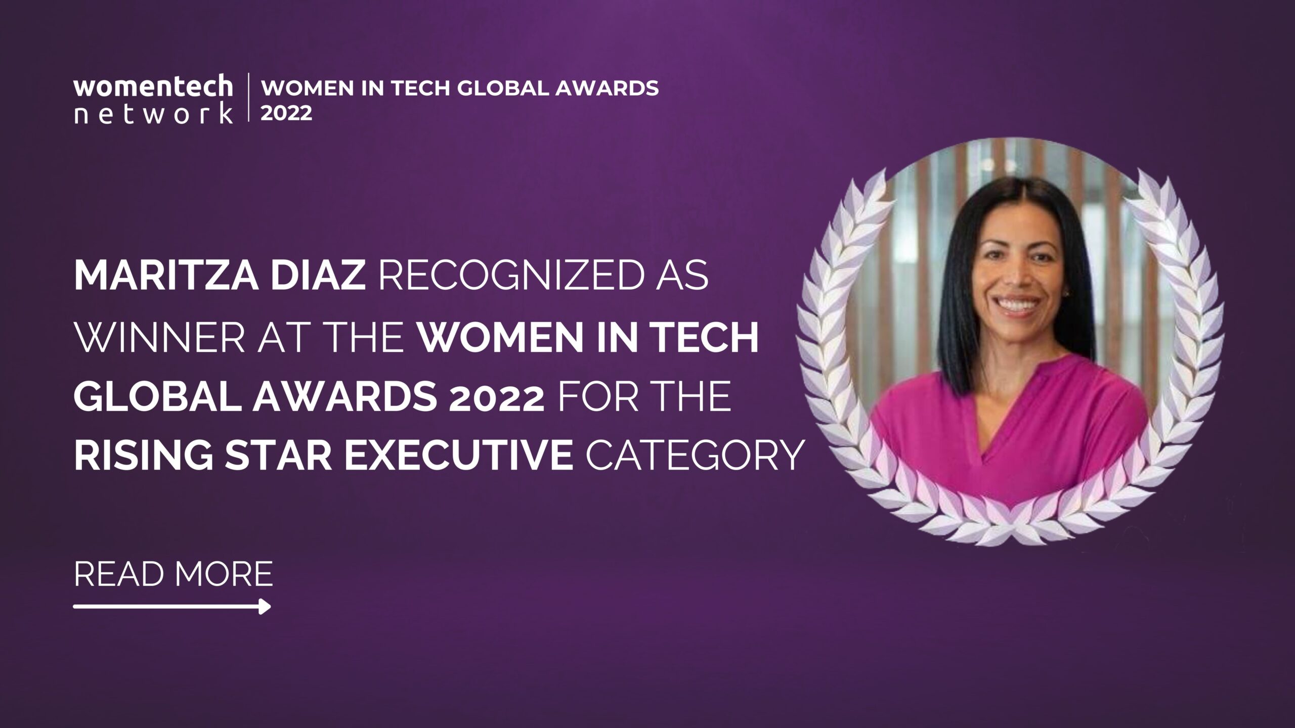 Maritza Diaz as winner at the Women In Tech Global Awards
